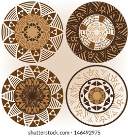 A set of mandalas in coffee colors