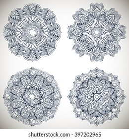 Set of Mandalas Coloring Illustration. Vintage decorative elements. Oriental pattern, vector illustration. Islam, Arabic, Indian, Turkish, Pakistan, Chinese, Ottoman motifs