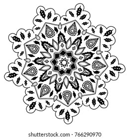 A set of mandalas. Decorative round ornaments. Wicker design elements. Logos for yoga, backgrounds for posters, icons for programs and websites. The unusual shape of the flower. The Eastern vector.