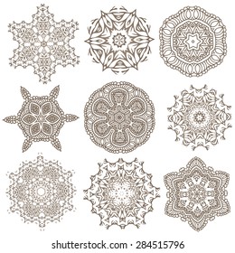 Set of Mandalas. Ethnic decorative elements. Islam, Arabic, Indian, ottoman motifs.Flower mandala. Vector illustration. The best for your design, textiles, posters, tattoos, corporate identity