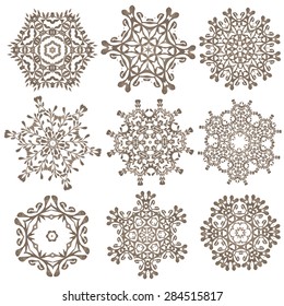 Set of Mandalas. Ethnic decorative elements. Islam, Arabic, Indian, ottoman motifs.Flower mandala. Vector illustration. The best for your design, textiles, posters, tattoos, corporate identity