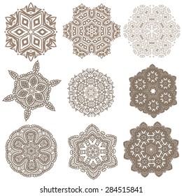 Set of Mandalas. Ethnic decorative elements. Islam, Arabic, Indian, ottoman motifs.Flower mandala. Vector illustration. The best for your design, textiles, posters, tattoos, corporate identity