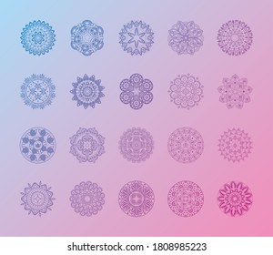 set of mandalas or ethnic ornament vector illustration design