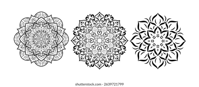 Set of mandalas with floral ornament pattern