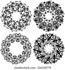 Set mandalas. Four round ornaments.