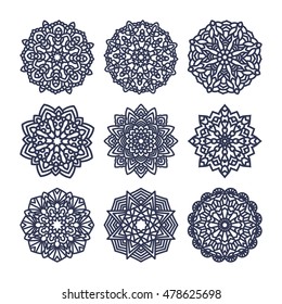 Set of mandalas. Indian wedding meditation. Buddhist medallion. It can be used for tattoo prints on t-shirts, design and ad restaurants. for postcards design wedding invitations, photo overlays.