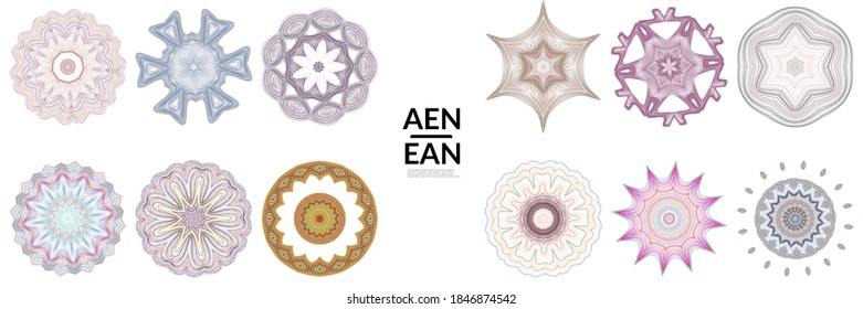 Set of mandalas Made of thin lines. Floral symmetrical geometrical symbol. Vector flower mandala icon isolated on white. Oriental round colored detailed pattern.