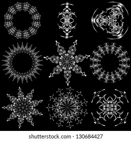 Set of mandalas on a black background (Vector)