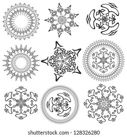 Set of mandalas on a white background (Vector)