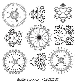 Set of mandalas on a white background (Vector)