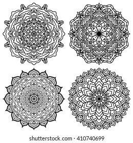 Set Of Mandalas For Painting. Great for Coloring Book. Vector Ethnic Oriental Circle Ornament.