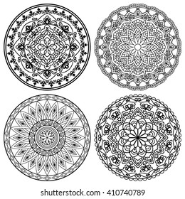 Set Of Mandalas For Painting. Great for Coloring Book. Vector Ethnic Oriental Circle Ornament.