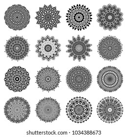 Set Mandalas. Round Ornament Pattern. Ethnic decorative elements.  Vintage decorative elements. Oriental pattern illustration. Islam, Arabic, Indian, turkish, pakistan, chinese, ottoman motifs