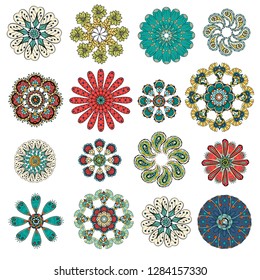 Set mandalas. Round Ornament Pattern. Vintage decorative elements. Hand drawn background