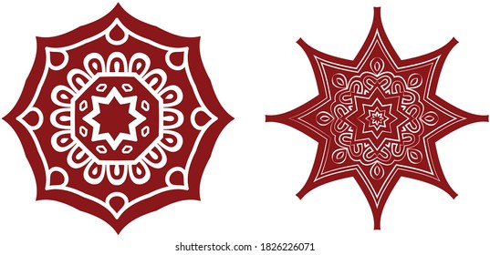 Set Mandalas Round Ornament Pattern