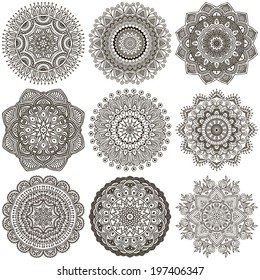 Set Mandalas. Round Ornament Pattern