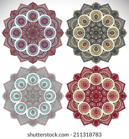 Set mandalas. Round Ornament Pattern. Vintage decorative elements. Hand drawn background. Islam, Arabic, Indian, ottoman motifs.