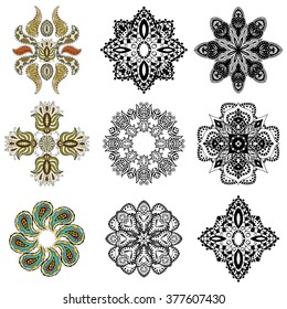 Set mandalas. Round Ornament Pattern. Vintage decorative elements. Hand drawn background. Islam, Arabic, Indian, ottoman motifs.