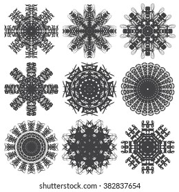 Set Mandalas. Round Ornament Pattern. Vintage decorative elements.