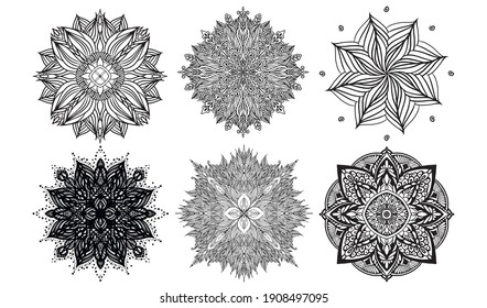 Set Mandalas. Round Ornament. Vector illustration