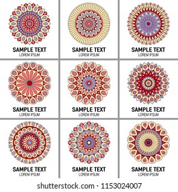 Set of mandalas. Round ornaments.