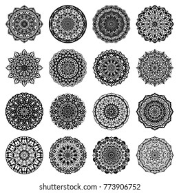 Set of mandalas. Round ornaments.