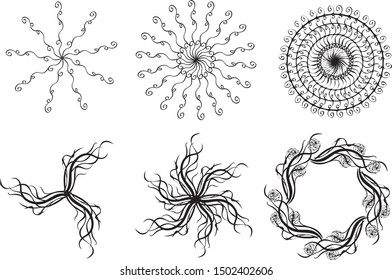 Set of mandalas, snowflake and wreath frames