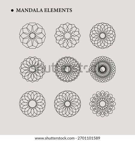 set of mandalas in vector. black geometric illustration. vector for logos, decoration, symbols. symmetrical, abstract mandala illustration