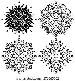 Set Of Mandalas. Vector Ethnic Oriental Circle Ornament. 