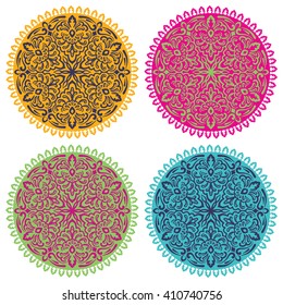 Set Of Mandalas. Vector Ethnic Oriental Circle Ornament. 