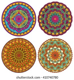 Set Of Mandalas. Vector Ethnic Oriental Circle Ornament. 
