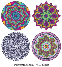 Set Of Mandalas. Vector Ethnic Oriental Circle Ornament. 