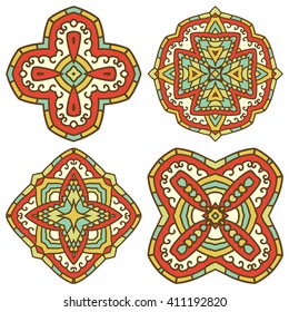 Set Of Mandalas. Vector Ethnic Oriental Circle Ornament. 
