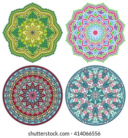 Set Of Mandalas. Vector Ethnic Oriental Circle Ornament. 