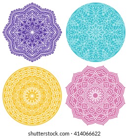 Set Of Mandalas. Vector Ethnic Oriental Circle Ornament. 