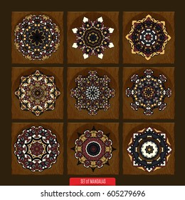 Set Of Mandalas. Vector Ethnic Oriental Circle Ornament.