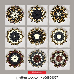 Set Of Mandalas. Vector Ethnic Oriental Circle Ornament.