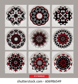 Set Of Mandalas. Vector Ethnic Oriental Circle Ornament.