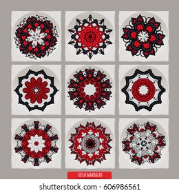 Set Of Mandalas. Vector Ethnic Oriental Circle Ornament.