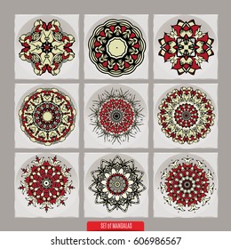 Set Of Mandalas. Vector Ethnic Oriental Circle Ornament.