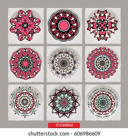 Set Of Mandalas. Vector Ethnic Oriental Circle Ornament.