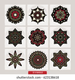 Set Of Mandalas. Vector Ethnic Oriental Circle Ornament.