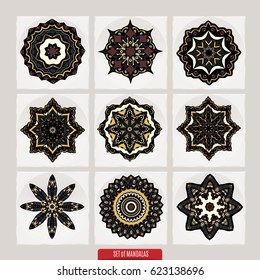 Set Of Mandalas. Vector Ethnic Oriental Circle Ornament.