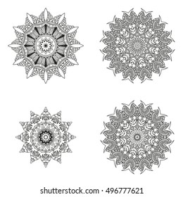 Set of mandala's. Vector mandala collection for your mandala design. Unusual mandala's can be used for mandala design or mandala art. Zen doodle mandala for your creative. Round mandala's elements.