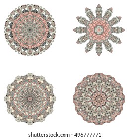 Set of mandala's. Vector mandala collection for your mandala design. Unusual mandala's can be used for mandala design or mandala art. Zen doodle mandala for your creative. Round mandala's elements.