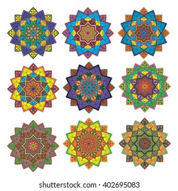 Set of Mandalas. Vintage decorative elements. Oriental pattern, vector illustration. Islam, Arabic, Indian, Turkish, Pakistan, Chinese, Ottoman motifs