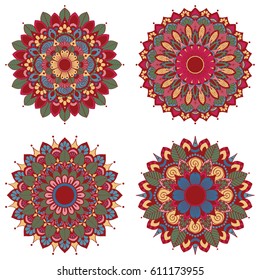 Set of mandalas. Vintage decorative elements. Oriental pattern, Islam, Arabic, Indian motifs