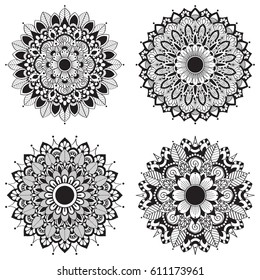 Set of mandalas. Vintage decorative elements. Oriental pattern, Islam, Arabic, Indian motifs