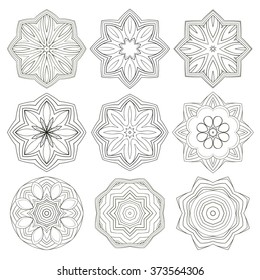 Set mandalas.Circular ornament.