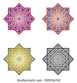 Set Mandalas.Square Ornaments.Vector